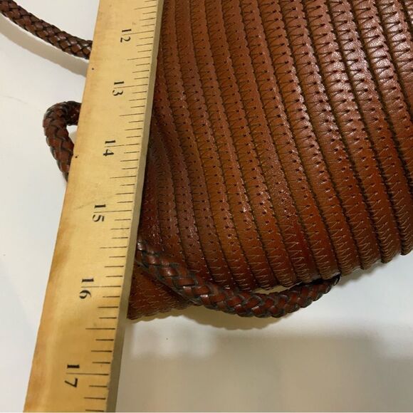 Talbots Leather Woven bucket Bag top open - Picture 14 of 14